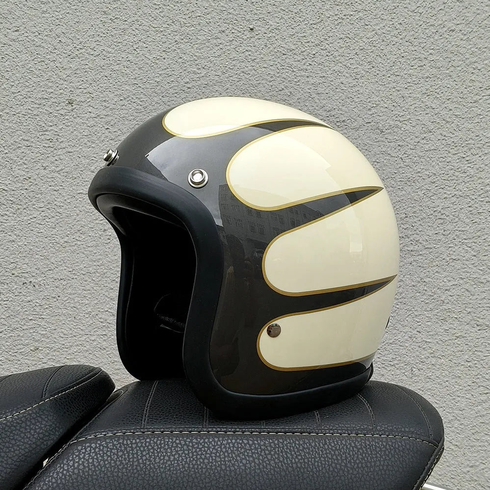 Retro-style FRP motorcycle half helmet in multiple colours for electric bike commuting