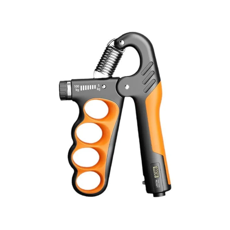 Adjustable electronic count spring grip with LCD screen in grey, orange and red colour options