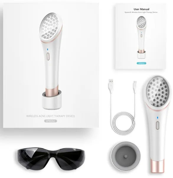 Xpreen wireless acne light therapy device in white with 36 lamp beads and wireless charging base