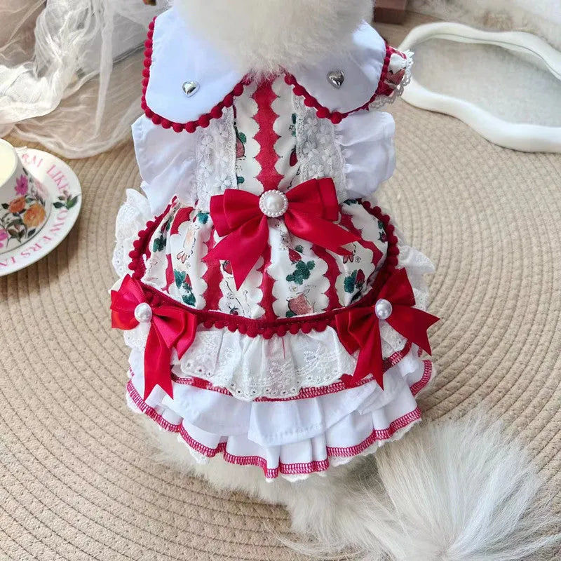 Rabbit skirt princess style polyester dress for small dog on white background