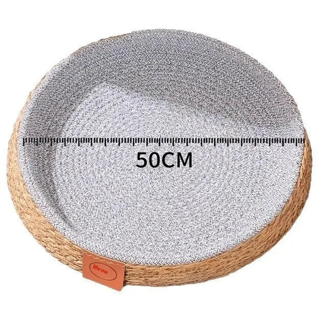 Rattan cat bed cage nest in natural material with woven construction and washable cover