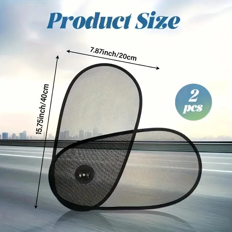 Adjustable breathable mesh car window shades with suction cups for side window sun protection