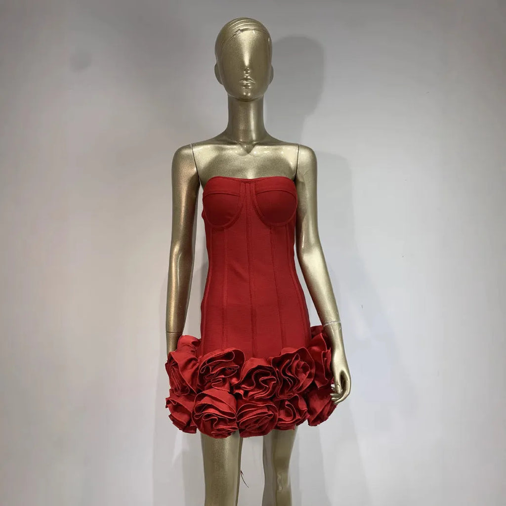 Solid colour women's dress in black, red, or white with mid waist design and urban style