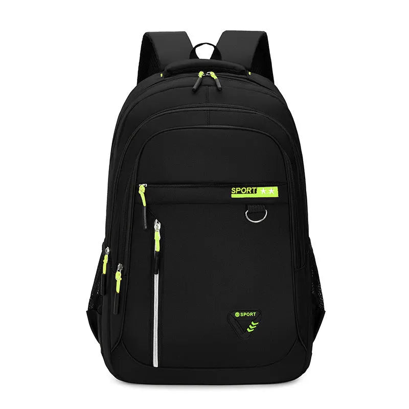 Men's Oxford cloth schoolbag in black with letter pattern and air pillow belt system