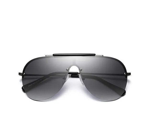 Aviator sunglasses with large one-piece metal frame and PC lens, five colour options for men