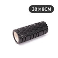 EVA foam roller for fitness recovery in black, shown alongside grey and pink colour options.