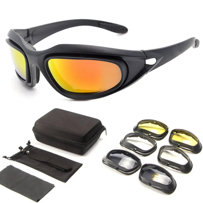Tactical polarized sunglasses with full rim PC frame for outdoor cycling and sports