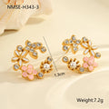 Colourful flower stud earrings with petal design made from 18K stainless steel