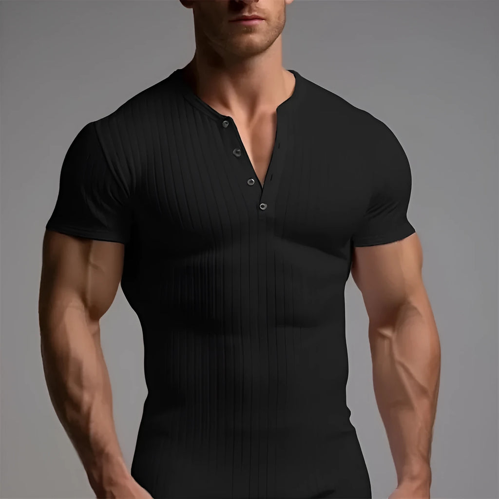 Men's slim-fit sports muscle t-shirt in polyester available in multiple colours