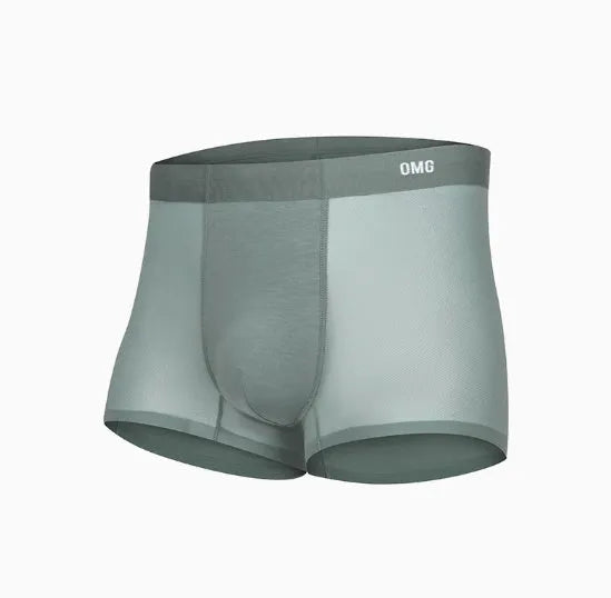 Men's lightweight seamless fitness underwear shorts in blue, shown flat.