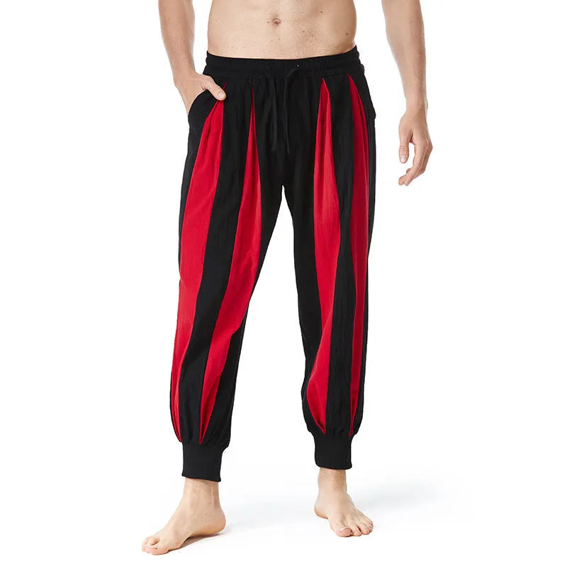 Men's casual trousers in straight leg style with polyester fabric available in red, khaki, yellow and brown colours