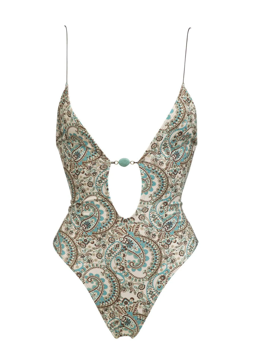 Printed deep V one piece swimsuit for women with lace up backless design, floral pattern on polyester fabric