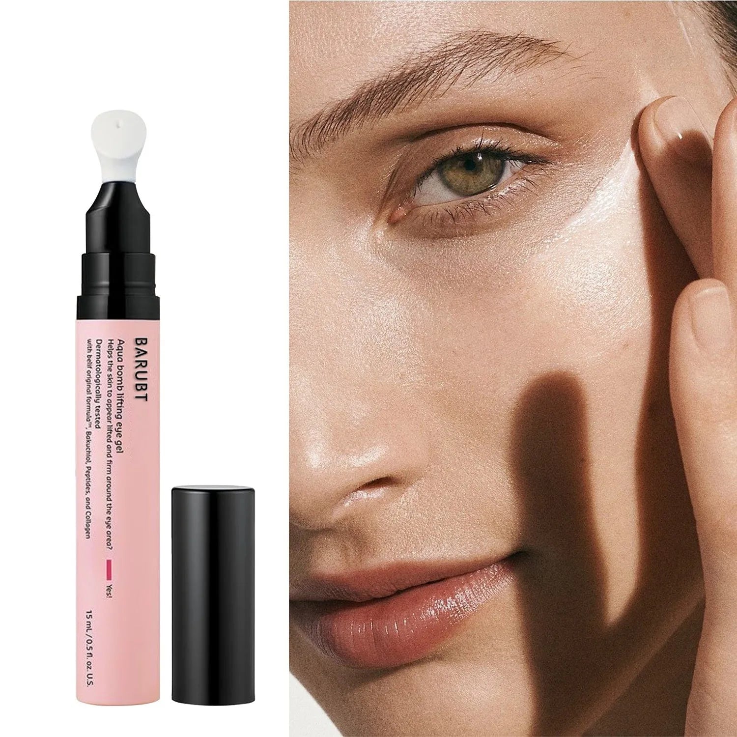 Aqua Bomb Eye Gel 15g pink tube with hyaluronic acid and niacinamide for under-eye care