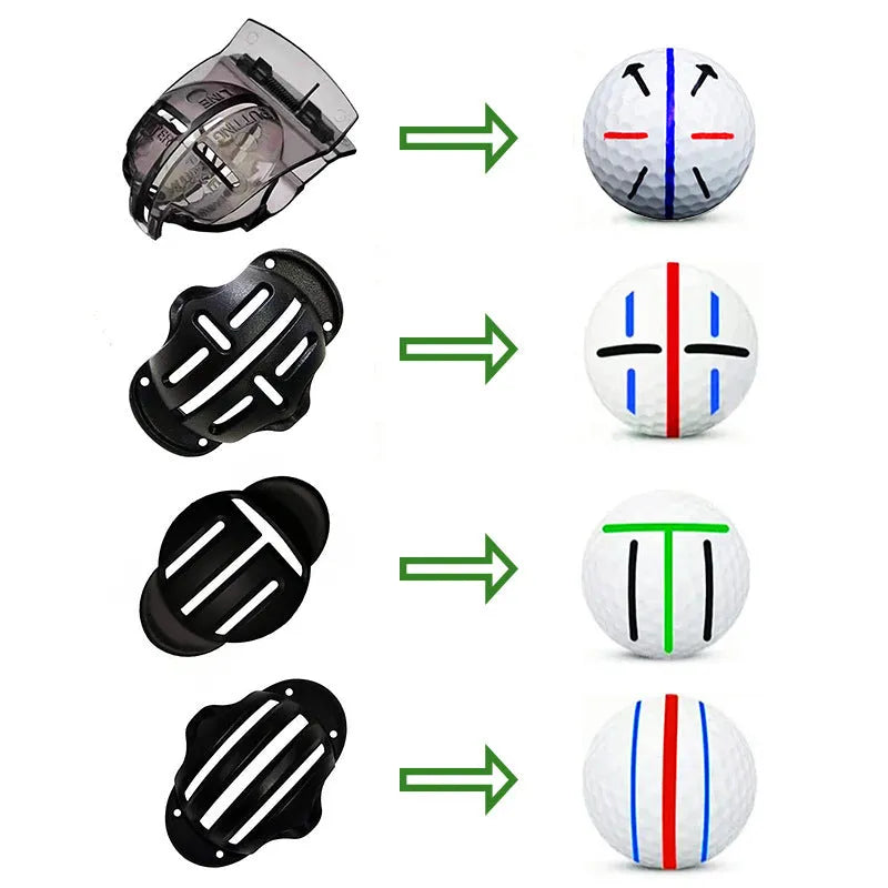 Golf putter alignment scriber tool set with plastic scribers and drawing pens for practice putting greens