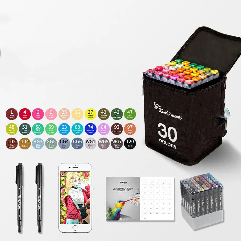 Watercolour pen set for children with 24 colours in a pencil bag, flower design