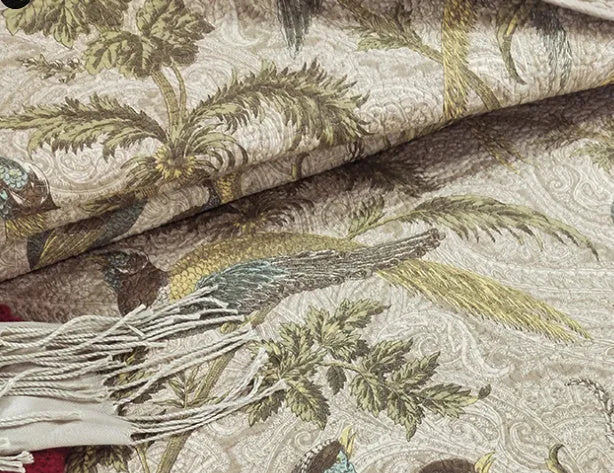 Blue American floral pattern cotton quilted bedspread set with three pieces on a bed