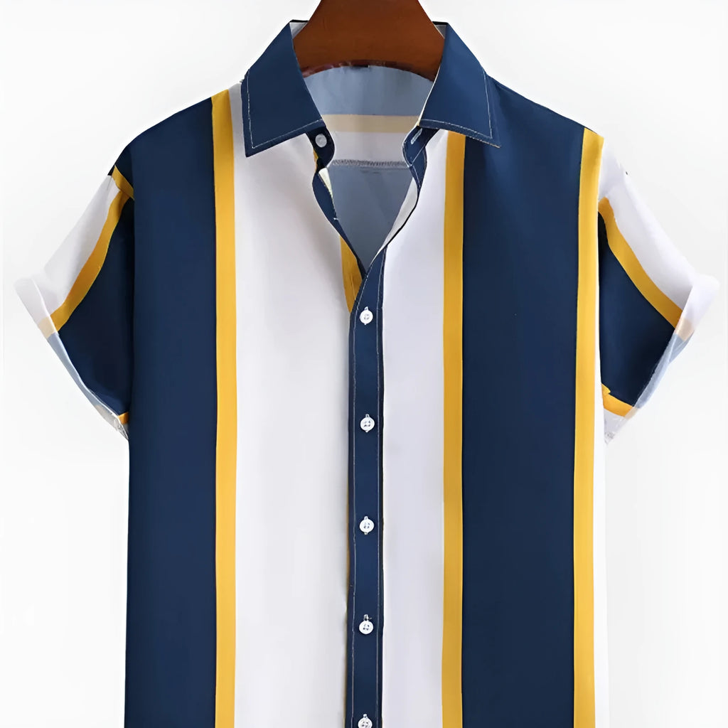 Men's fashion shirt with 3D digital printing, short sleeves, polyester fabric, colour JYT007 pattern
