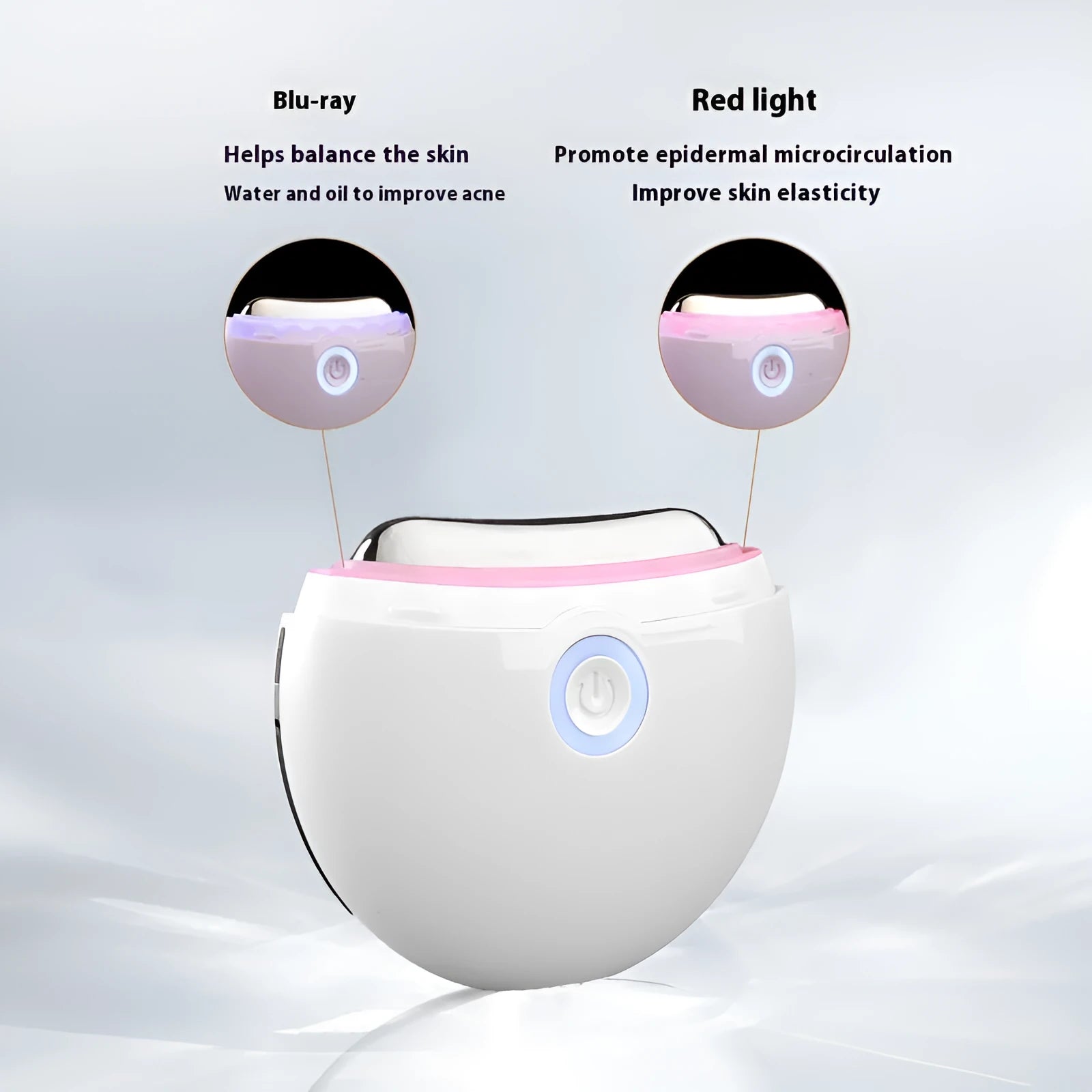 Household electric beauty device with scraping head and display showing colour light therapy functions