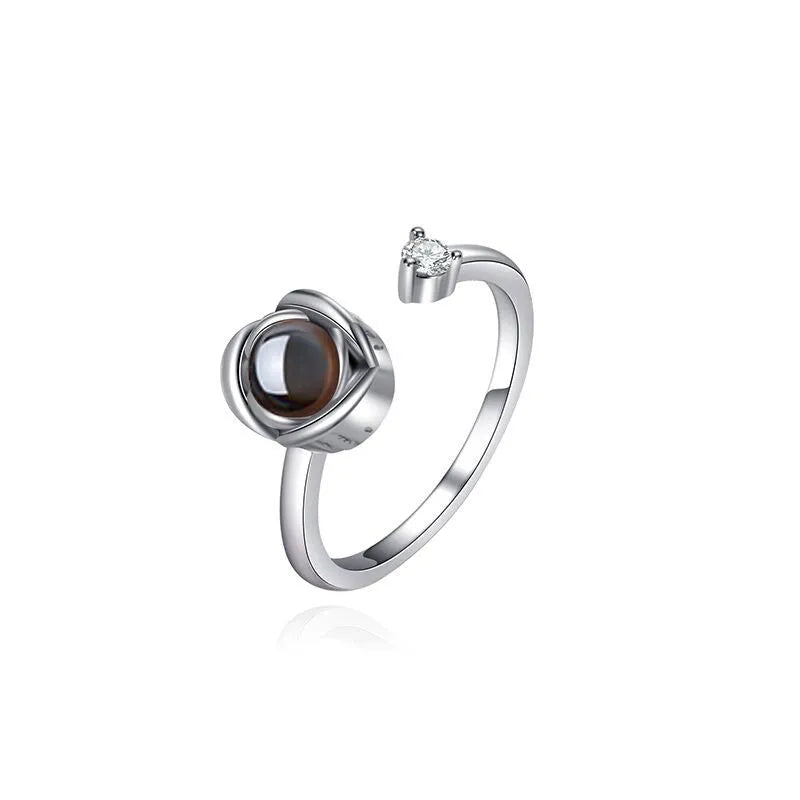 Pair of adjustable copper couple rings with electroplated rose gold and platinum finishes