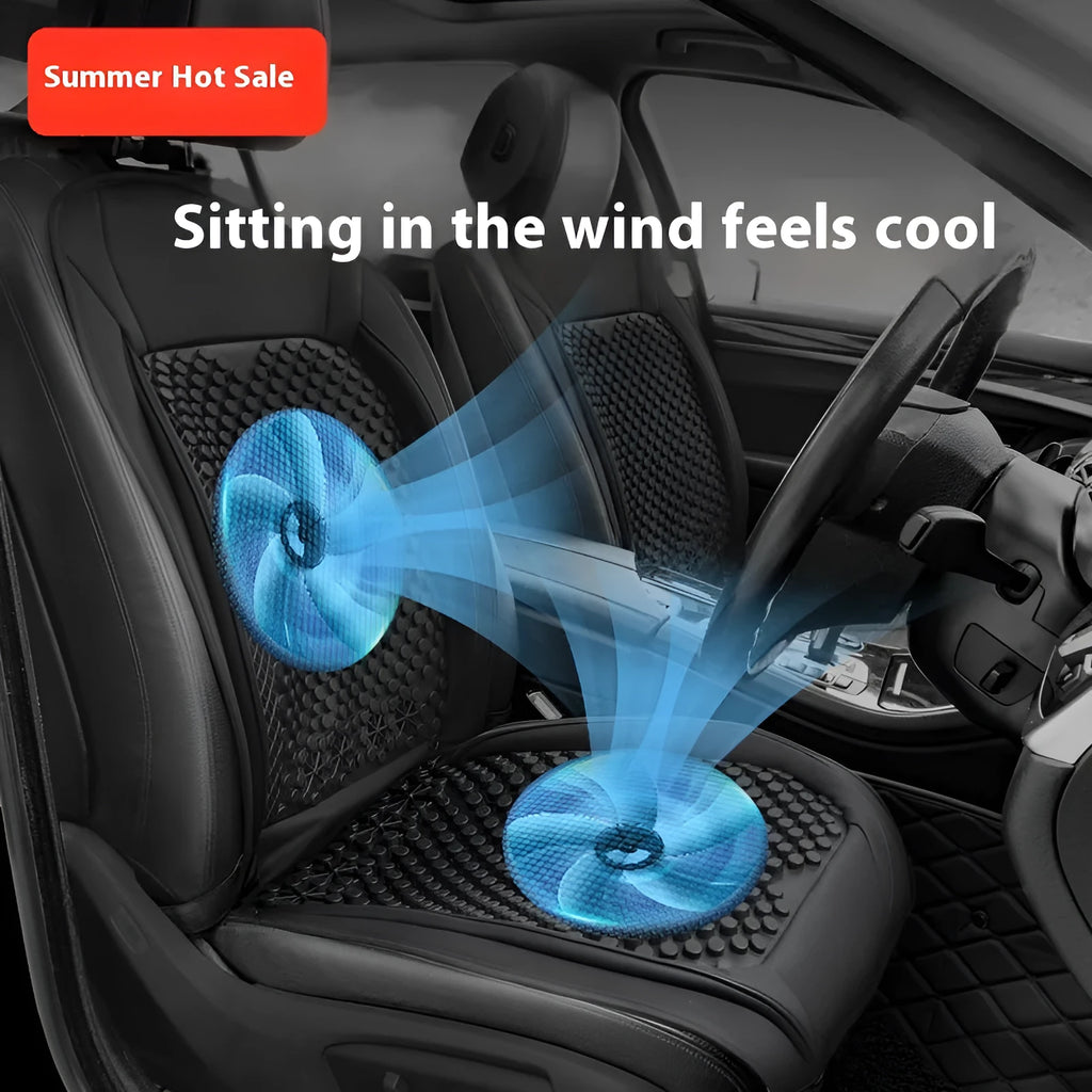Black car seat ventilation cushion with 4 fans for 12v vehicles, without backrest