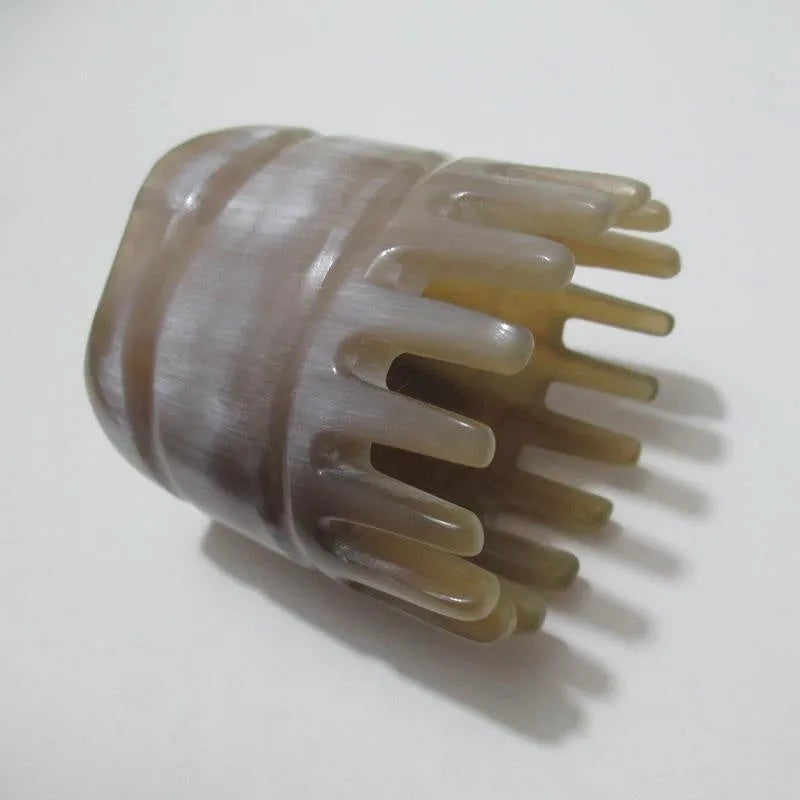 White buffalo horn meridian massage comb with half shampoo wide teeth and pointed tip for traditional Chinese head therapy