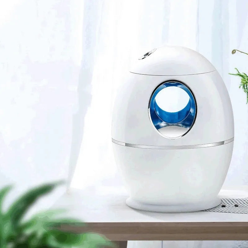 White columnar anion air humidifier with USB cable and 1.5 litre water tank capacity
