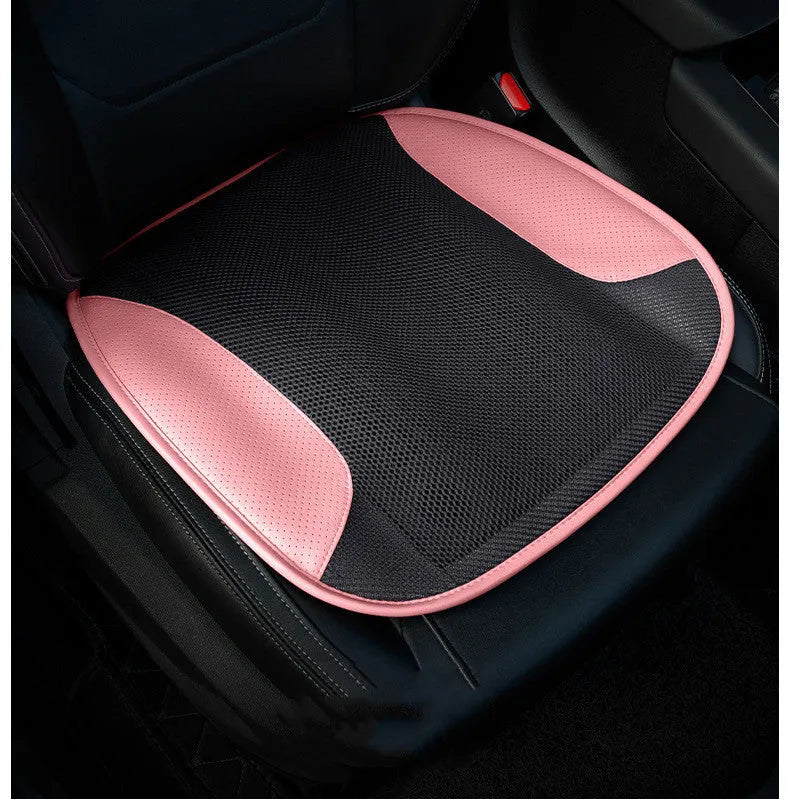 Black USB ventilated car seat cushion with cooling fans on a car seat.