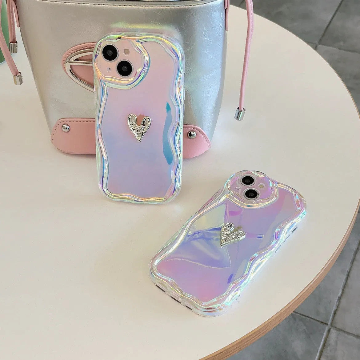 Colourful laser gradient TPU drop-resistant protective phone case for iPhone 12 13 14 in purple
