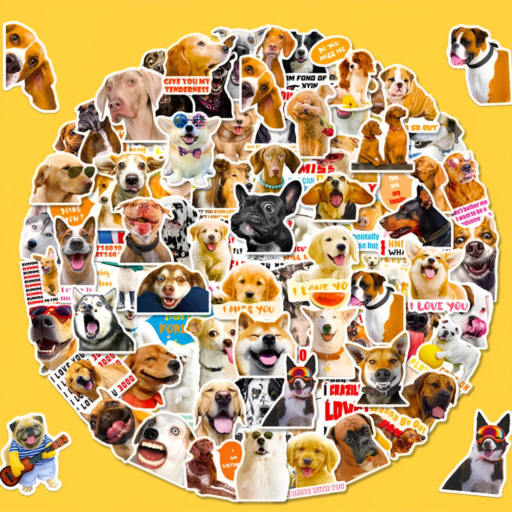 Realistic dog facial expression sticker sheets in Nordic style designs for planners and journals