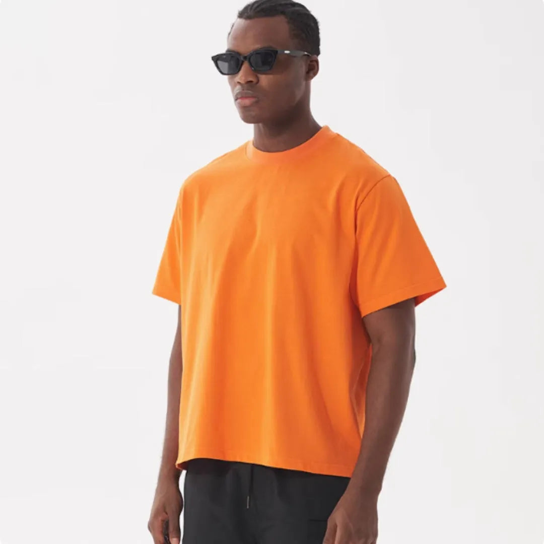 Men's pure cotton American style loose fit t-shirt in multiple colours