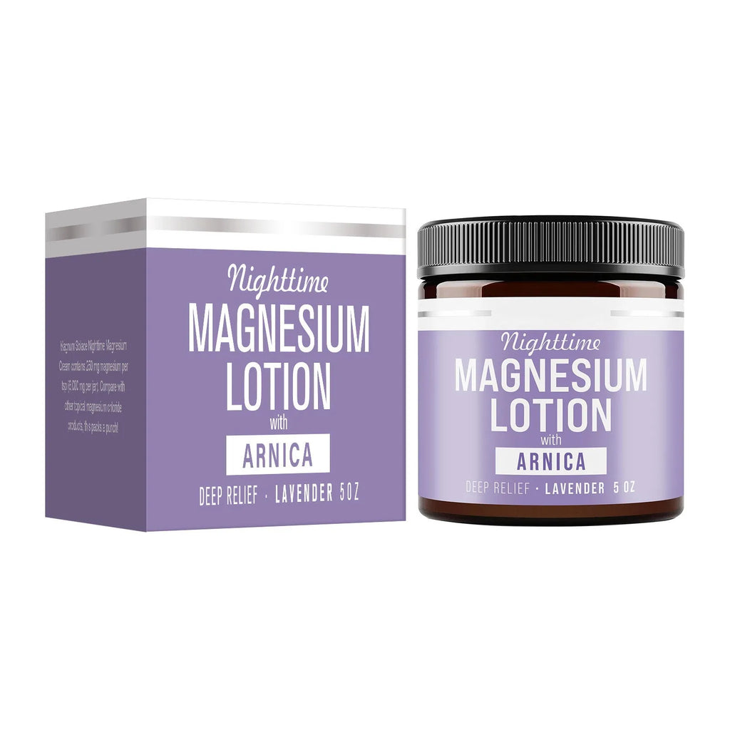 Jar of magnesium body butter cream, 150ml, for skin moisturisation and soothing relief.