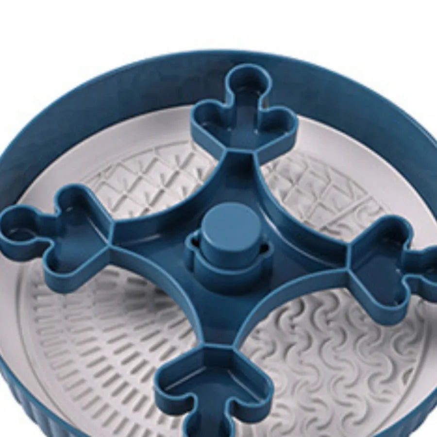 Pet feeding bowl with rotating game board and anti-choke silicone pad in multiple colour options