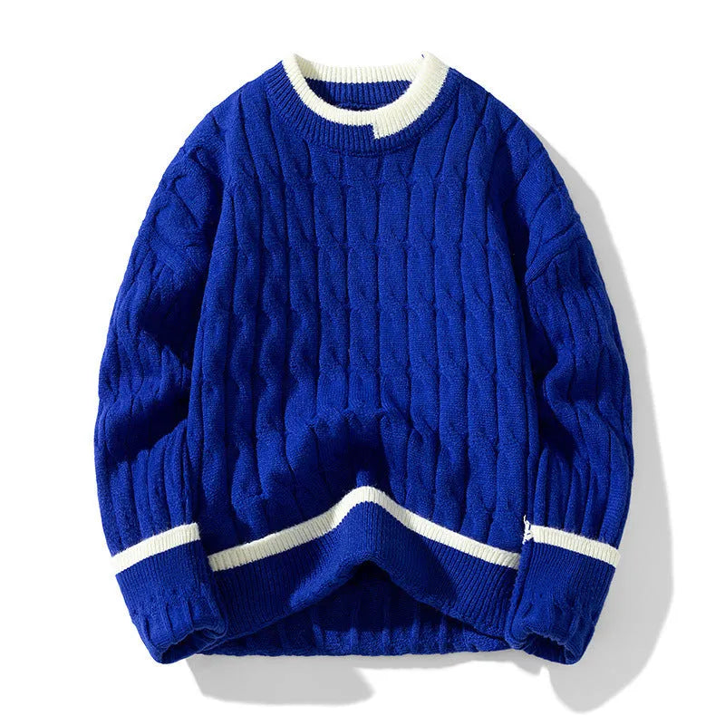 Men's loose fit two-piece modal acrylic sweater set in light blue colour
