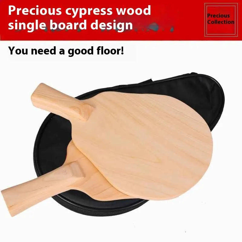 Single layer solid cypress wood table tennis racket bottom plate with horizontal ST handle, 6mm thickness