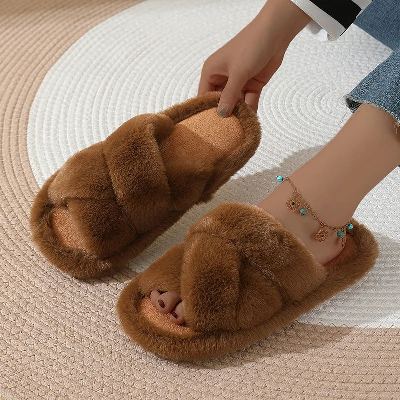 Suede slippers for men and women open-toe non-slip EVA sole indoor footwear