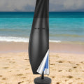 Waterproof grey oxford cloth cover for a banana-shaped outdoor patio umbrella.