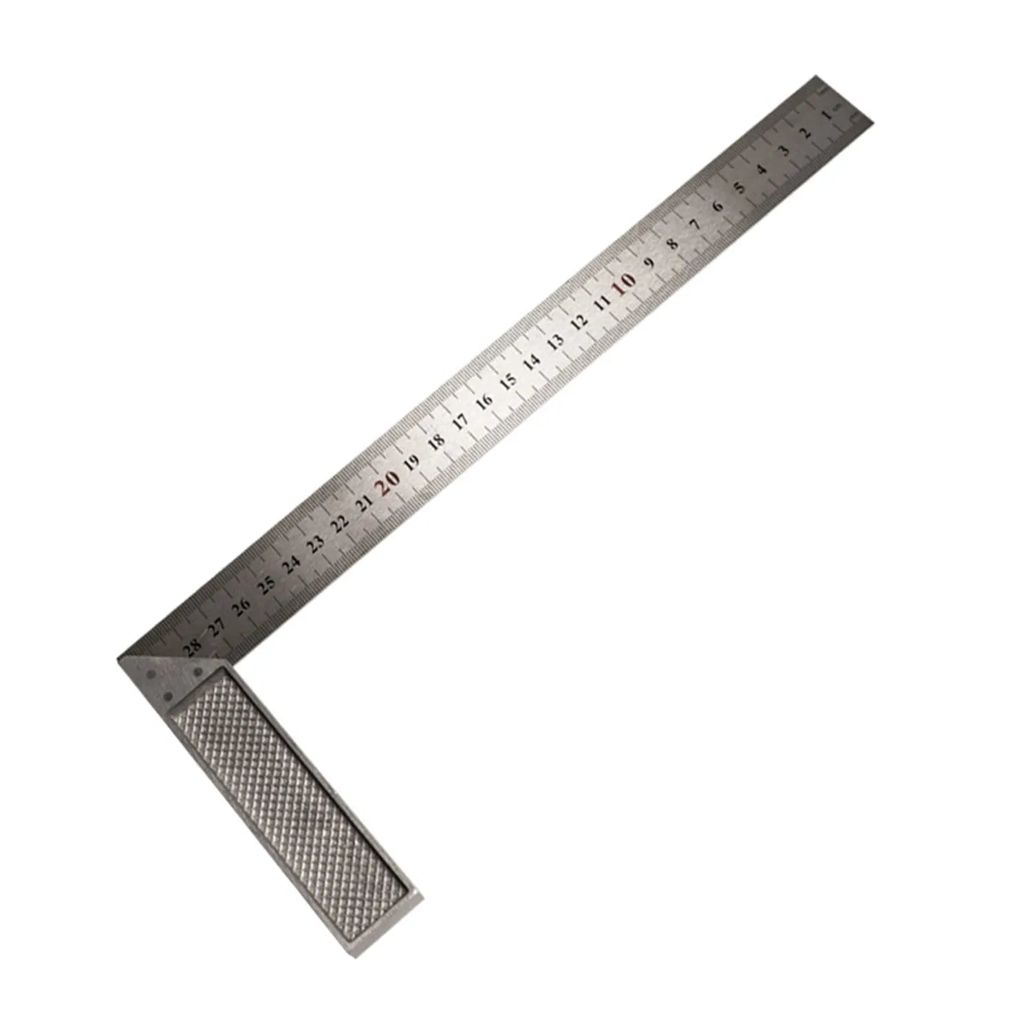 Red 7inch metal combination angle ruler with metric scales for surveying