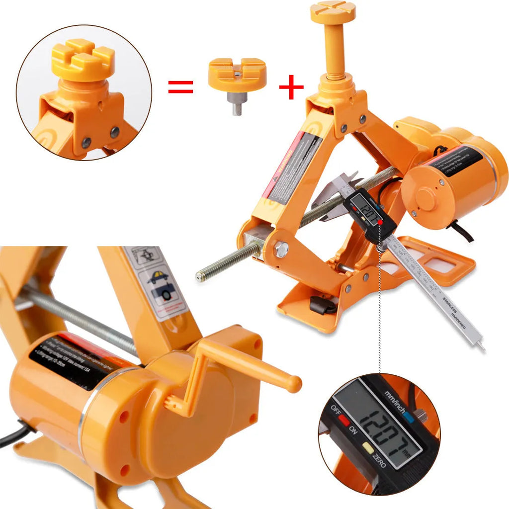 Yellow 12V electric car jack set with electric wrench for vehicle tyre changes