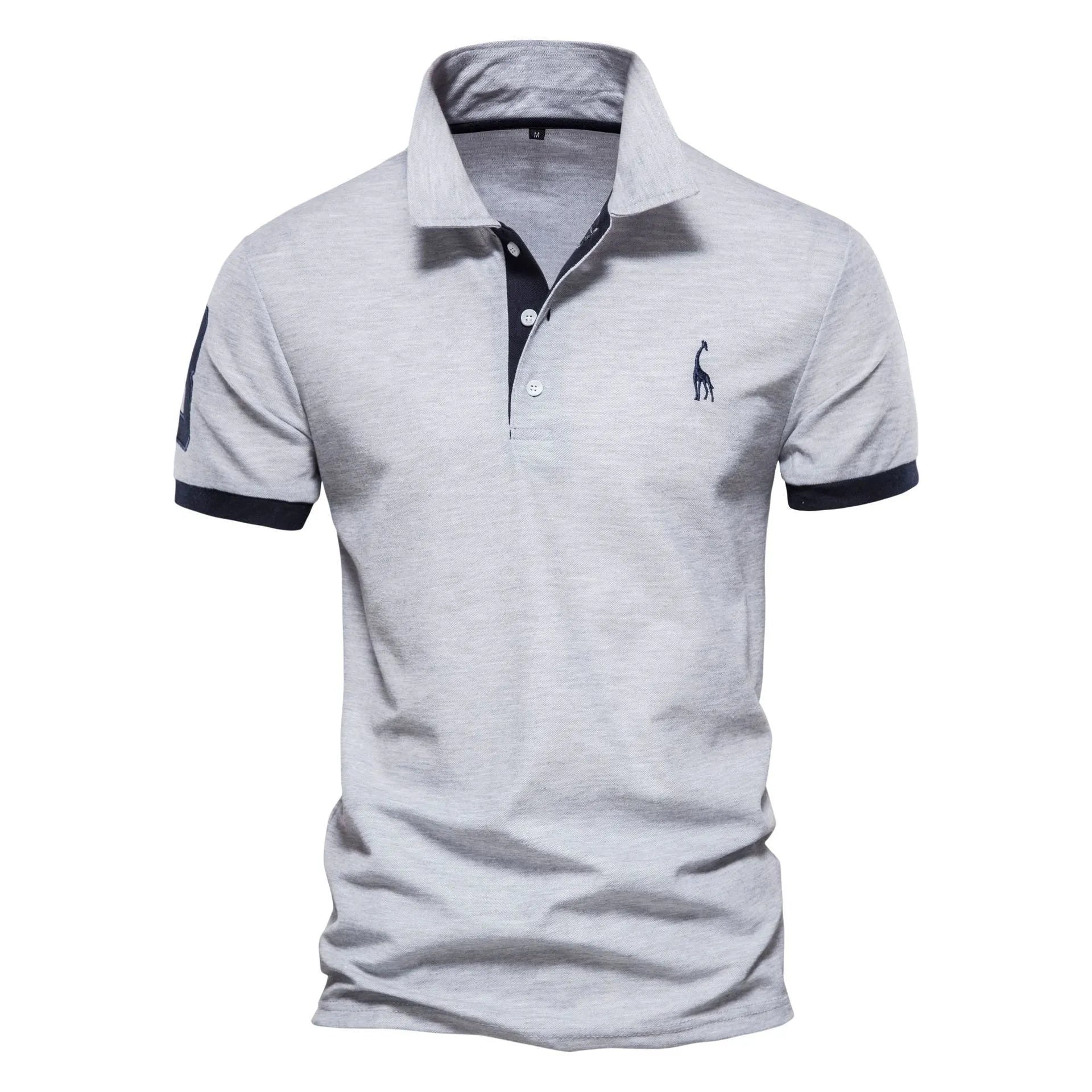 Men's white slim fit t-shirt featuring a detailed embroidered deer design on the chest.