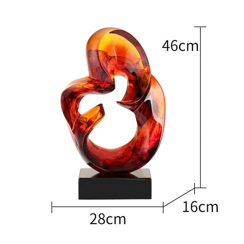 Transparent resin craft ornament in orange red or blue modern simplicity style