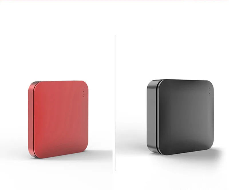 Universal metal alloy power bank with multi-U port output, 80x80x13mm, in black