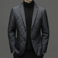 Men's thick lapel down jacket in solid colour with side seam pockets