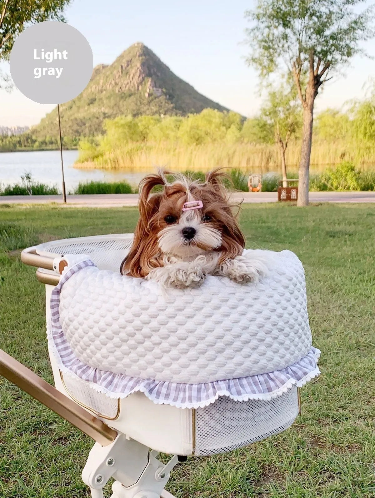 Pet stroller three-piece bedding set with towel, cushion and pillow in cotton cloth
