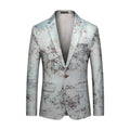 Men's casual blazer in graphic colour with suit collar, single button front, and slim fit silhouette