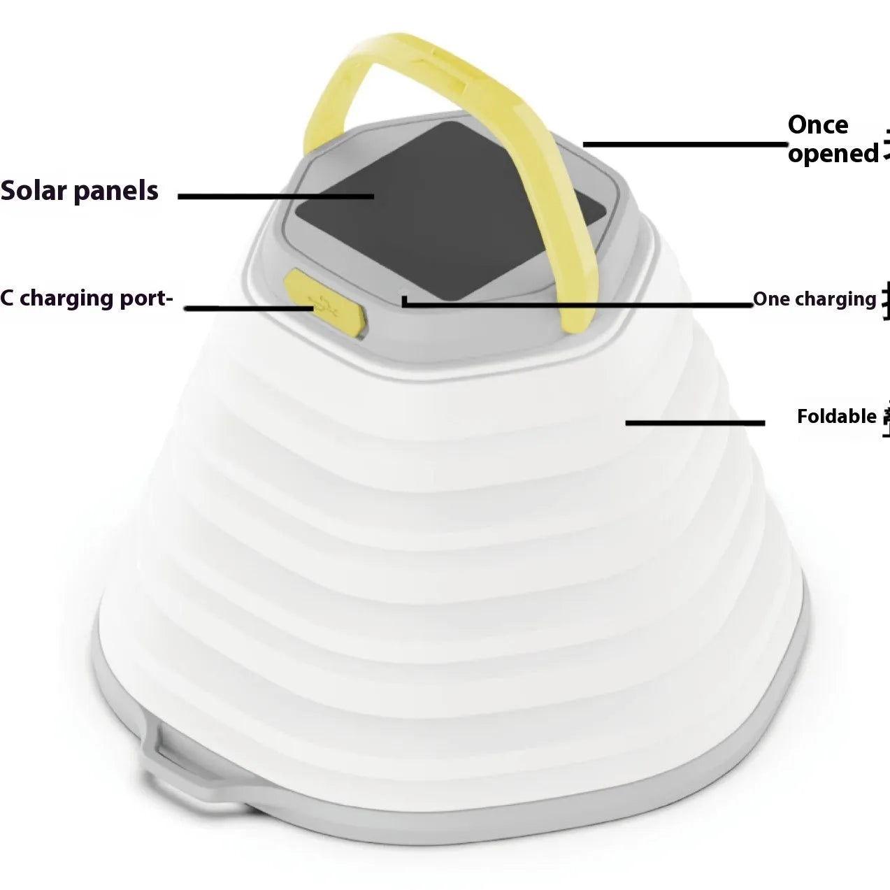 White rechargeable camping lamp with large capacity battery for tents and outdoor use
