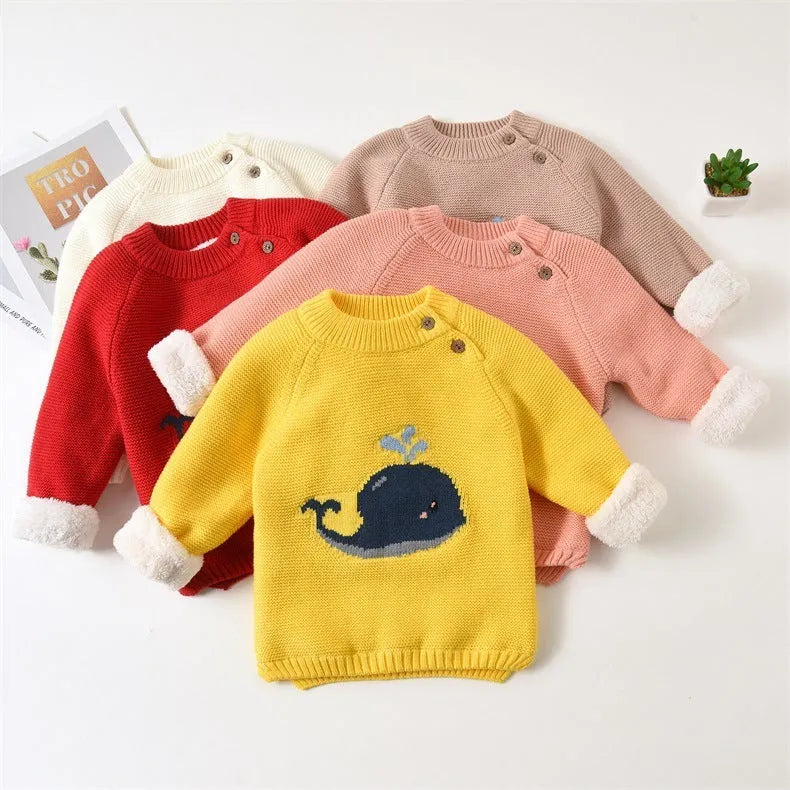 Baby plush warm cotton pullover long sleeve round neck top in chocolate colour