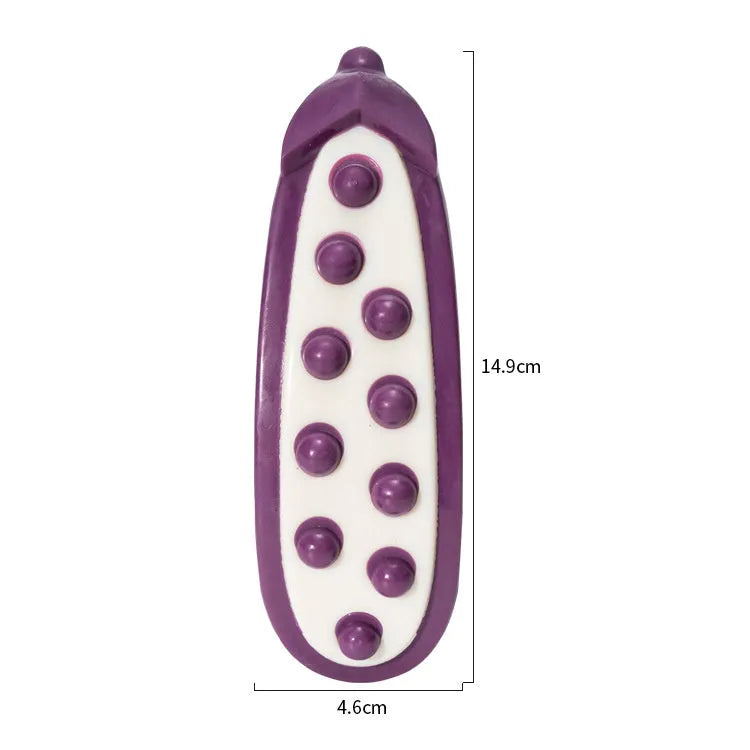 Green durable rubber simulation dog toy for large dogs, shown with chew marks to demonstrate bite resistance