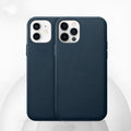 Real cowhide leather phone case in black with magnetic vibration for iPhone 13 Pro Max, back cover view