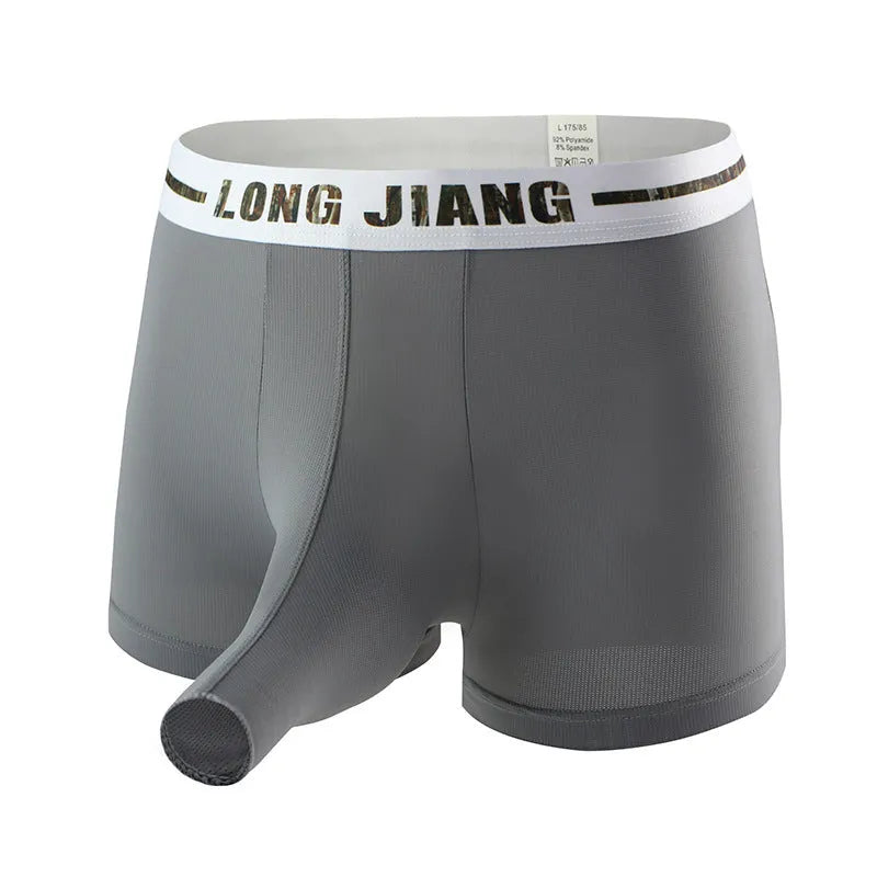 Men's ice silk boxer shorts in solid colours with mid waist design