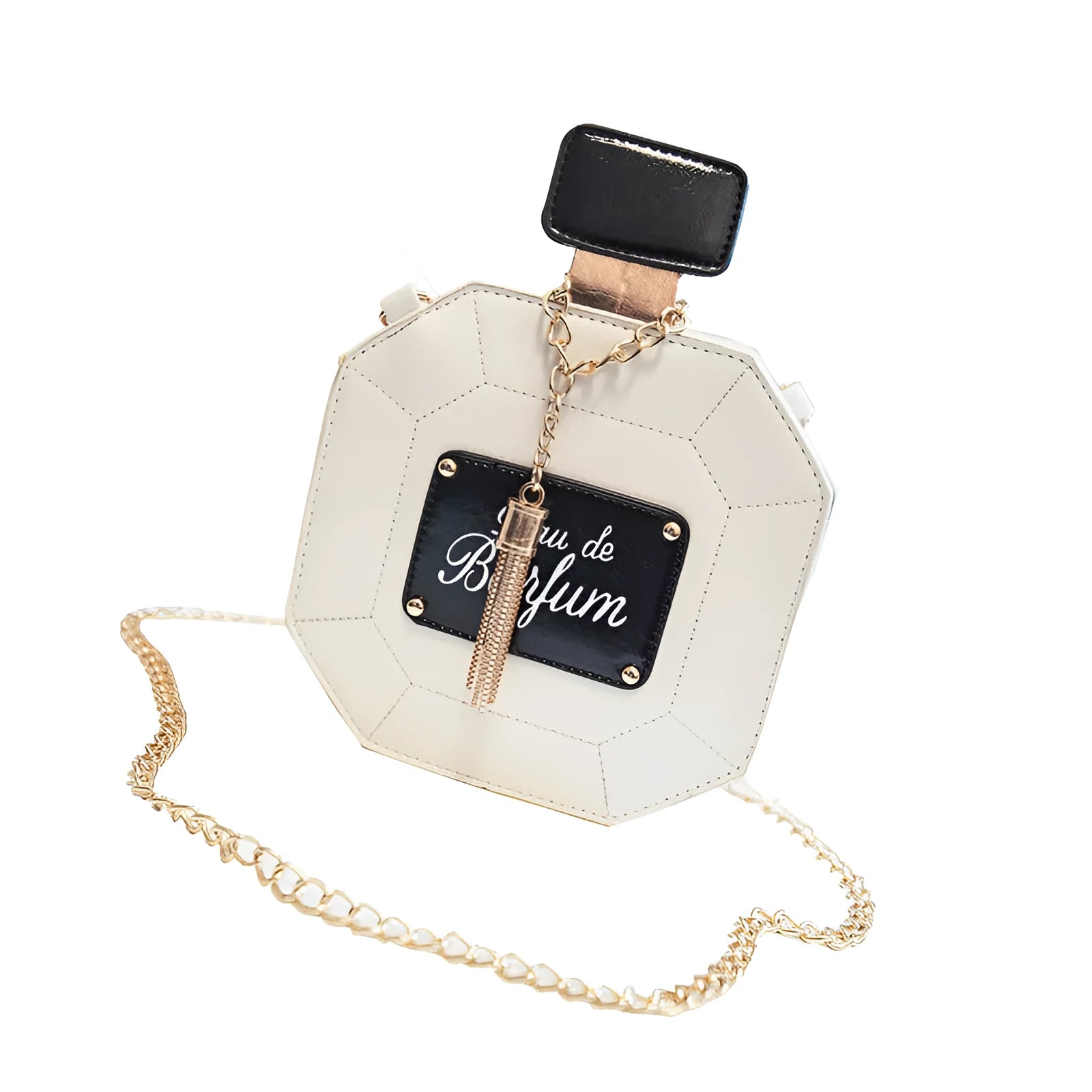 Mini chain crossbody bag women's round PU medium shoulder bag with printed letters and zipper closure in black